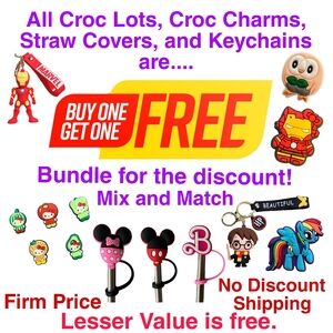 BOGO Croc Lots, Croc Charms, Straw Covers, and Keychains!!!! Mix and Match!